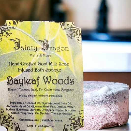 'Bayleaf Woods' Goat's Milk Soap Infused Bath Sponge