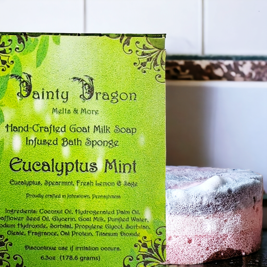 Eucalyptus Mint Goat's Milk Soap Infused Bath Sponge